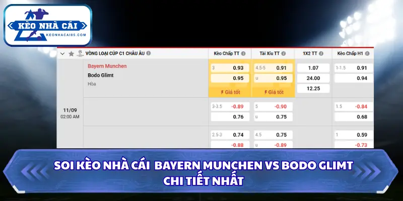 Thông tin bảng kèo Bayern Munchen vs Bodo Glimt